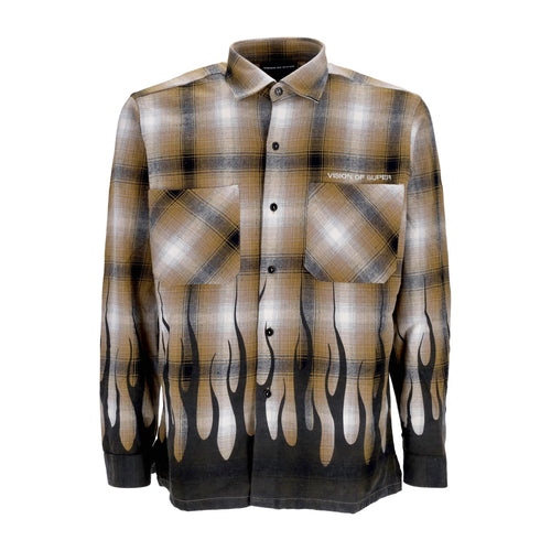 VISION OF SUPER Camicia Manica Lunga Uomo Flames Shirt Plantation da uomo