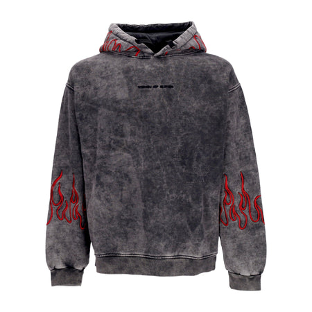VISION OF SUPER Felpa Cappuccio Uomo Embroidered Flames Hoodie Grey/red da uomo
