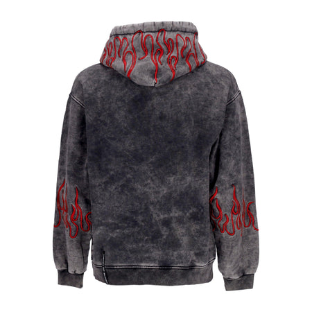 VISION OF SUPER Felpa Cappuccio Uomo Embroidered Flames Hoodie Grey/red da uomo