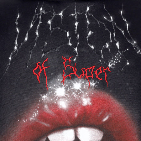 VISION OF SUPER Felpa Cappuccio Uomo Rock Mouth Print Hoodie Black da uomo