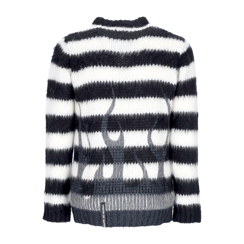 VISION OF SUPER Maglione Uomo Black Flames Jumper White da uomo