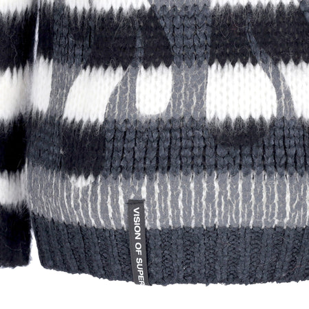 VISION OF SUPER Maglione Uomo Black Flames Jumper White da uomo