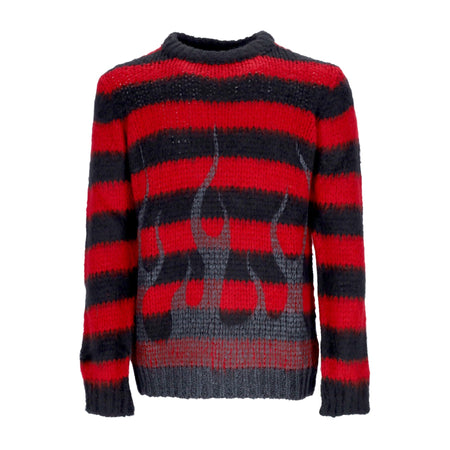VISION OF SUPER Maglione Uomo Black Flames Jumper Red da uomo