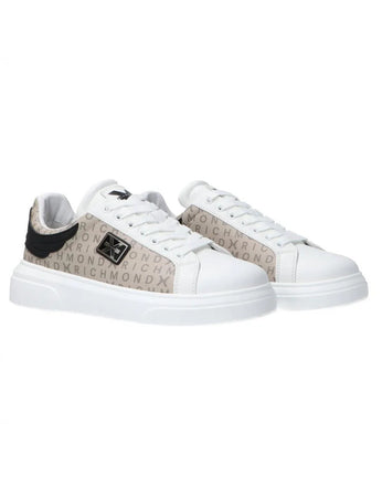 JOHN RICHMOND Sneakers leather b-logo white &amp; brown