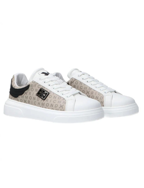 JOHN RICHMOND Sneakers leather b-logo white & brown