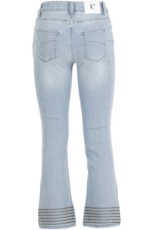 DENIM CROPPED FLARE CON BORCHIETTE