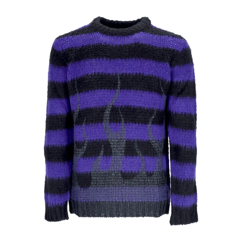 VISION OF SUPER Maglione Uomo Black Flames Jumper Purple da uomo