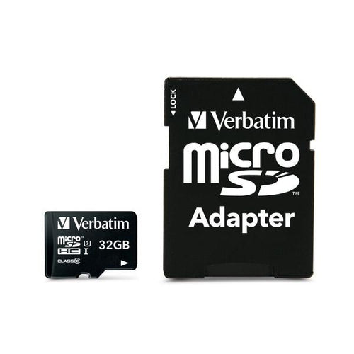Memoria Micro SDHC Pro U3 32 Gb Verbatim 47041 - Transflash 32 Gb - Class10 UHS-3 - Lettura 90 MB/s - Adattatore incluso