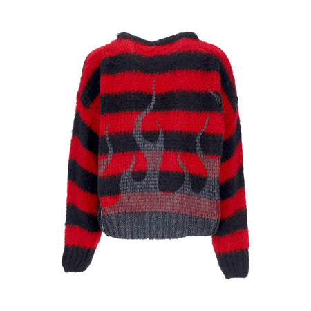 VISION OF SUPER Maglione Donna Black Flames Jumper Red da donna
