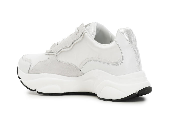 SNEAKERS IN PELLE E RASO CON ACCESSORIOE SUOLA CON LOGO
