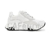SNEAKERS IN PELLE E RASO CON ACCESSORIOE SUOLA CON LOGO