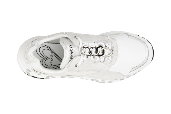 SNEAKERS IN PELLE E RASO CON ACCESSORIOE SUOLA CON LOGO
