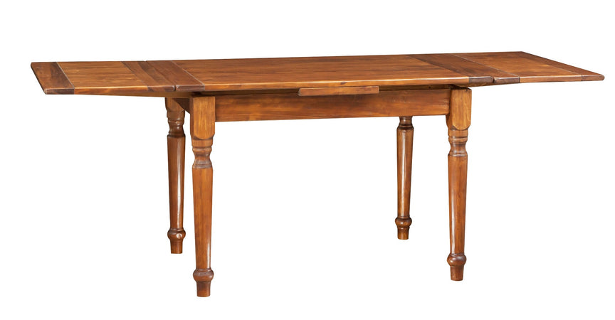 Biscottini Tavolo Country allungabile in legno massello di tiglio finitura noce L120xPR80xH80 cm. Made in Italy