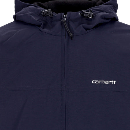 CARHARTT WIP Giubbotto Uomo Hooded Sail Jacket Dark Navy/white da uomo