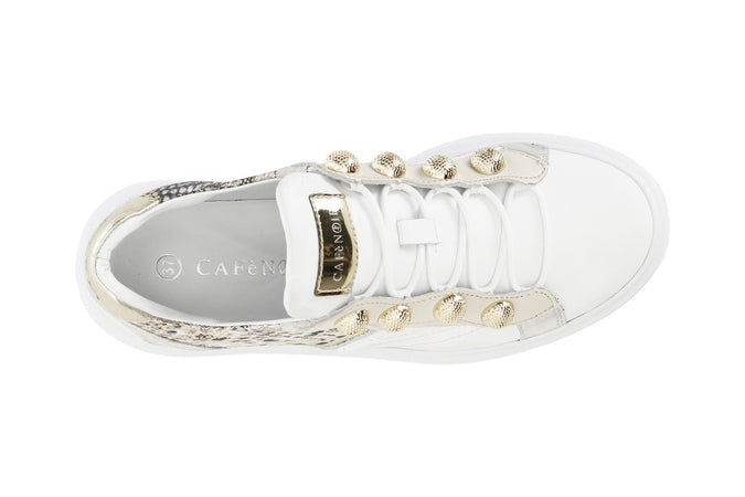 SNEAKERS IN PELLE CON BORCHIE
