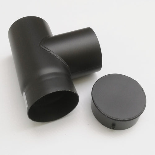 Raccordo a T braga a 90 gradi da 120mm con tappo per stufa a legna