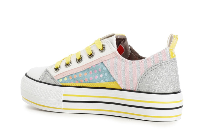 SNEAKERS PATCHWORK IN TESSUTO CON POIS