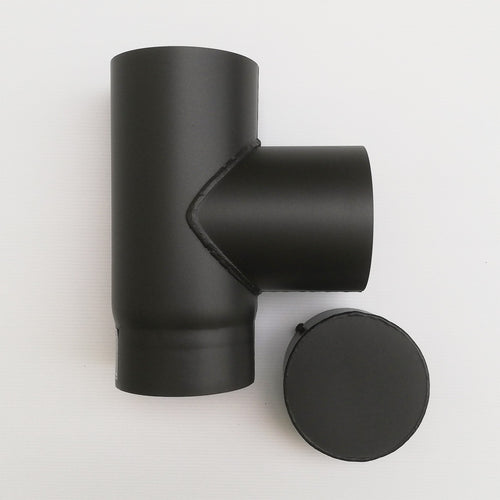 Raccordo a T braga a 90 gradi da 160mm con tappo per stufa a legna