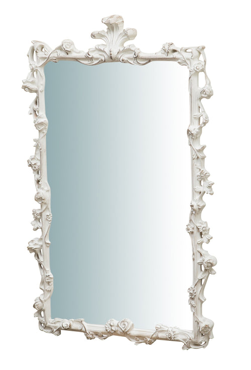 Biscottini SPECCHIERA DA PARETE IN LEGNO FINITURA BIANCO ANTICATO L59XPR6XH98 cm Made in Italy