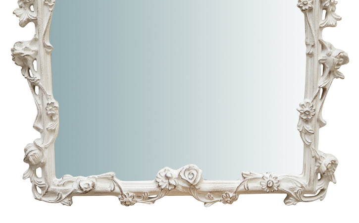 Biscottini SPECCHIERA DA PARETE IN LEGNO FINITURA BIANCO ANTICATO L59XPR6XH98 cm Made in Italy