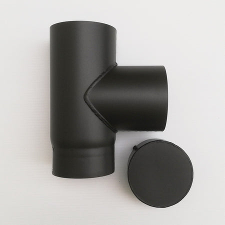 Raccordo a T braga a 90 gradi da 200mm con tappo per stufa a legna