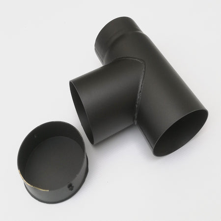 Raccordo a T braga a 90 gradi da 200mm con tappo per stufa a legna