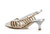 SCARPE GABBIA APERTE DIETRO IN PELLE METALLIZZATA