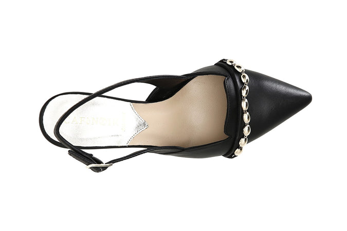 SCARPE APERTE DIETRO IN PELLE CON ACCESSORIO