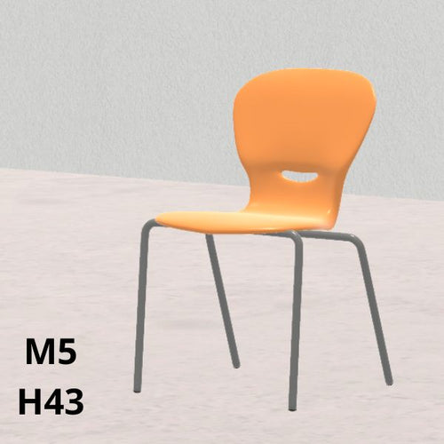 Sedia GINKGO arancio H 43cm, scocca polipropilene riciclato, gambe grigie SD.GK+.4GF.M5.AR