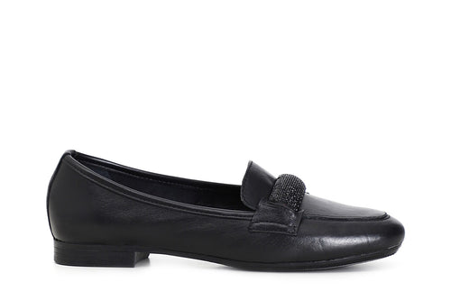 MOCASSINO IN PELLE CON PASSANTE IN MICROSTRASS