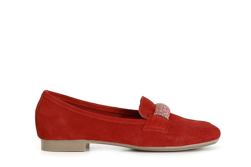 MOCASSINO IN PELLE SCAMOSCIATA CON PASSANTE IN MICROSTRASS
