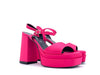 Sandali donna in raso fucsia tacco 100 con plateau