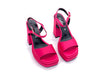 Sandali donna in raso fucsia tacco 100 con plateau