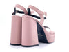 Sandali donna in raso rosa perlato tacco 100 con plateau
