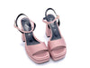 Sandali donna in raso rosa perlato tacco 100 con plateau