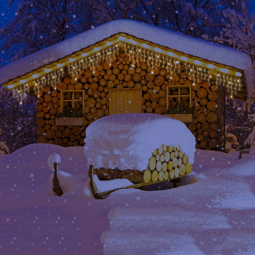 Catena luminosa stalattiti a cascata per esterno interno uso professionale decorazione natalizia maxi led