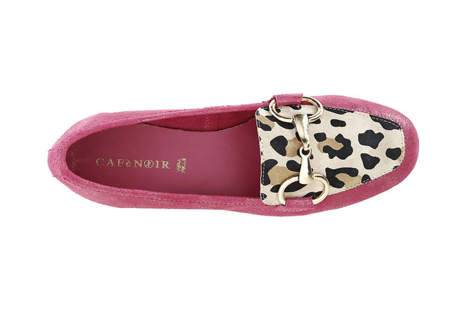 MOCASSINO IN PELLE GLITTER E CAVALLINO