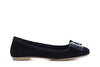 BALLERINA IN PELLE SCAMOSCIATA CON FIOCCO IN MICROSTRASS