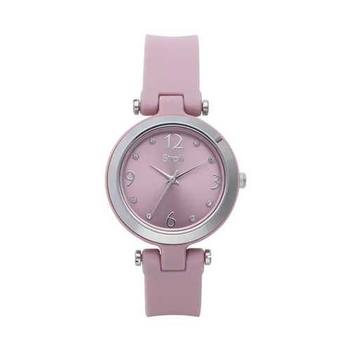 STROILI - Orologio solo tempo con cinturino in silicone rosa e cassa in acciaio