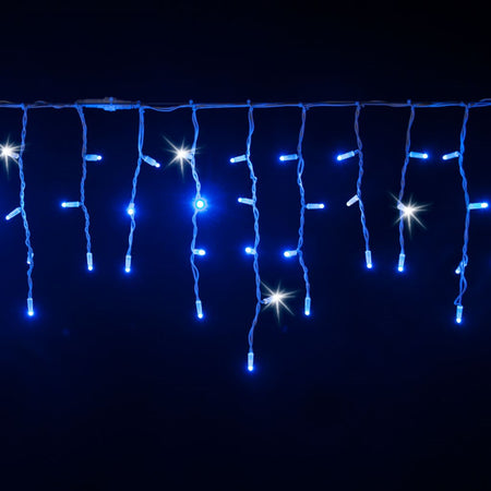 Cascata luce fredda blu e bianco con maxi led per interno ed esterno decorazione natalizia
