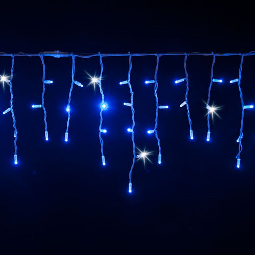 Cascata luce fredda blu e bianco con maxi led per interno ed esterno decorazione natalizia