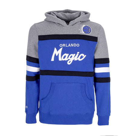 MITCHELL &amp; NESS Felpa Cappuccio Uomo Nba Headcoach Hoodie Hardwood Classics Orlmag Royal da uomo