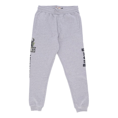 MITCHELL & NESS Pantalone Tuta Felpato Uomo Nba Ghost Green Camo Sweatpants Hardwood Classics Milbuc Grey Heather da uomo