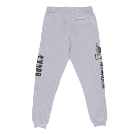 MITCHELL &amp; NESS Pantalone Tuta Felpato Uomo Nba Ghost Green Camo Sweatpants Hardwood Classics Milbuc Grey Heather da uomo
