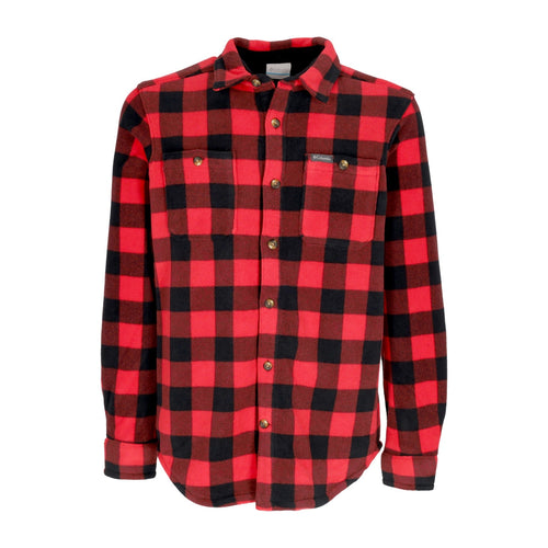 COLUMBIA Camicia Manica Lunga Uomo Flare Gun Fleece Over Shirt Mountain Red Check da uomo