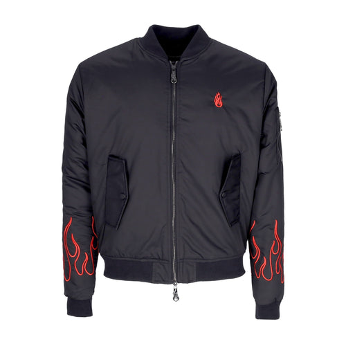 VISION OF SUPER Giubbotto Bomber Uomo Embroidered Flames Bomber Black/red da uomo