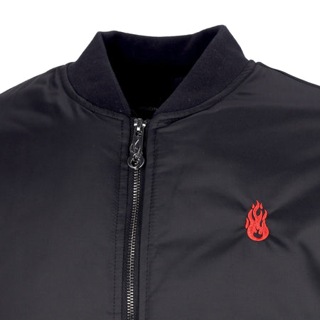 VISION OF SUPER Giubbotto Bomber Uomo Embroidered Flames Bomber Black/red da uomo