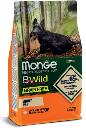 Monge BWild Grain Free secco Cani Adulti Mini anatra e patate 2,5 kg