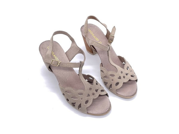 GRUNLAND Sandalo donna FERM in pelle scamosciata beige