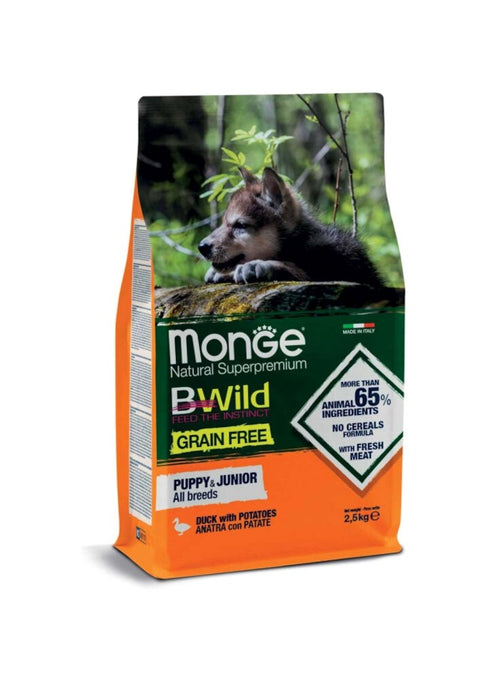Monge BWild Grain Free secco Cani Puppy & Junior anatra e patate